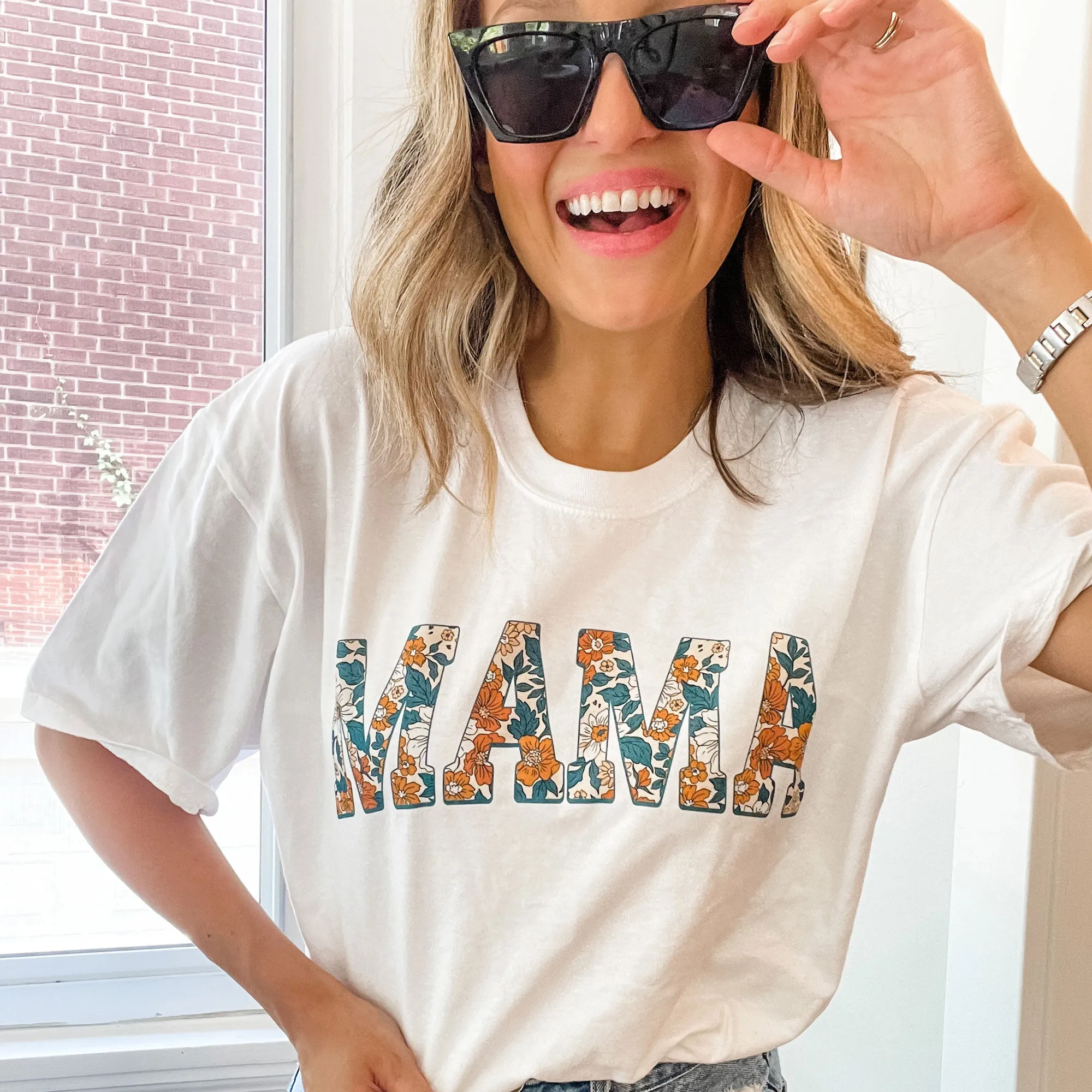 Multi-Floral Print MAMA T-Shirt